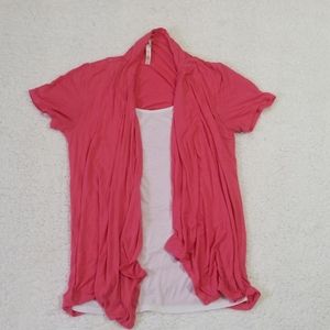 💝Coral pink cardigan with built in white shirt